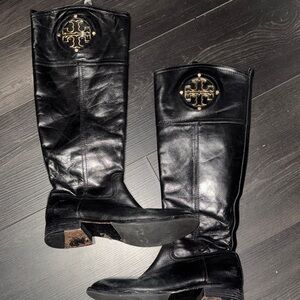 Tory Burch Black Leather Tall Boots